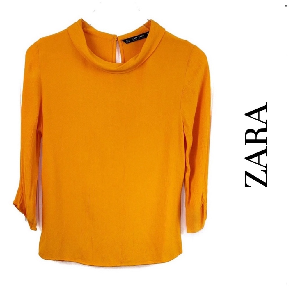 🌹Zara Basics Mock Turtleneck Orange Top Small
